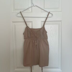 Victoria’s Secret babydoll tank top with mini buttons, embroidery, ties in back